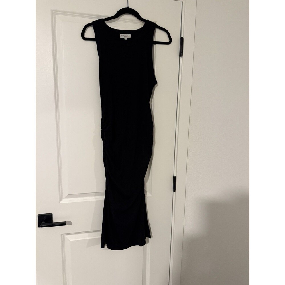 MICHAEL STARS Black Ruched Midi Dress DRESS SIZE XL BLACK